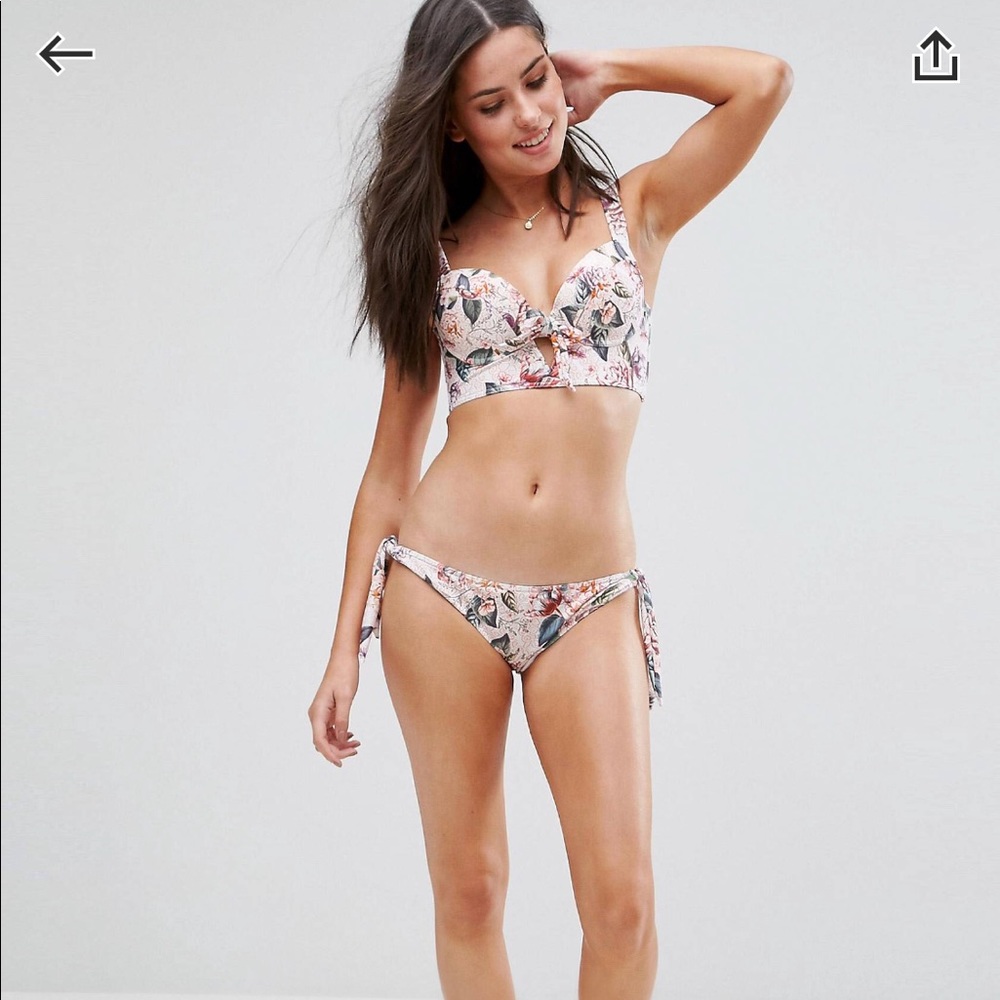 New, never worn floral print bikini! 34A Size 2
